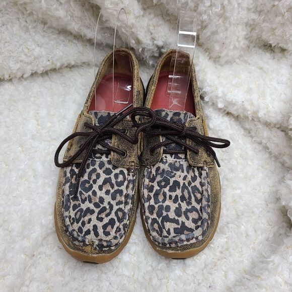 Twisted X Distressed Leopard Print Driving Moccasins sz 6 - Picture 2 of 7